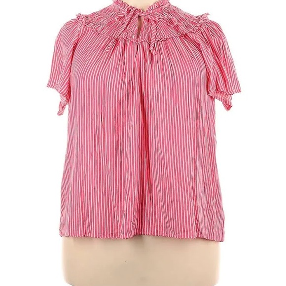 Torrid Striped Blouse Front Ties Women's Size 0 (Large/Size 12) NWOT - Picture 2 of 7